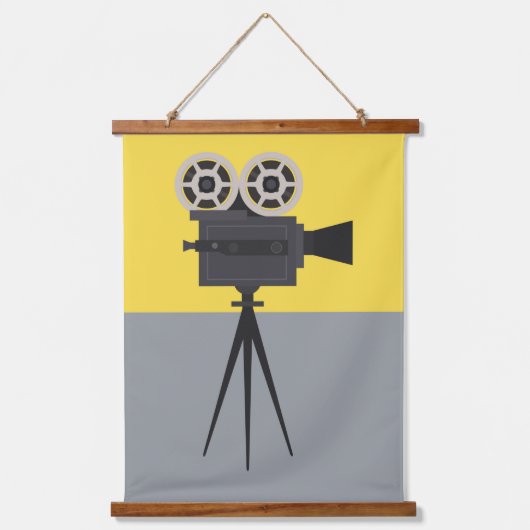 Retro Hollywood Camera Colorblock Hangend Wandkleed (Voorkant)