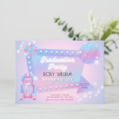 Retro holo disco afstudeerfeest kaart (Staand voorkant)