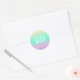 Retro holografische bruiloft ronde sticker