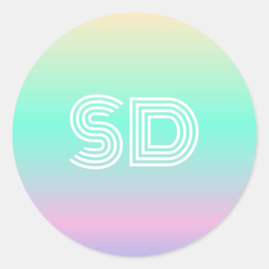 Retro holografische trouw ronde sticker (Voorkant)