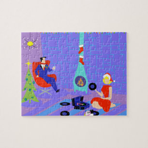 Retro Home voor de Feestdagen-kerstpuzzel Legpuzzel