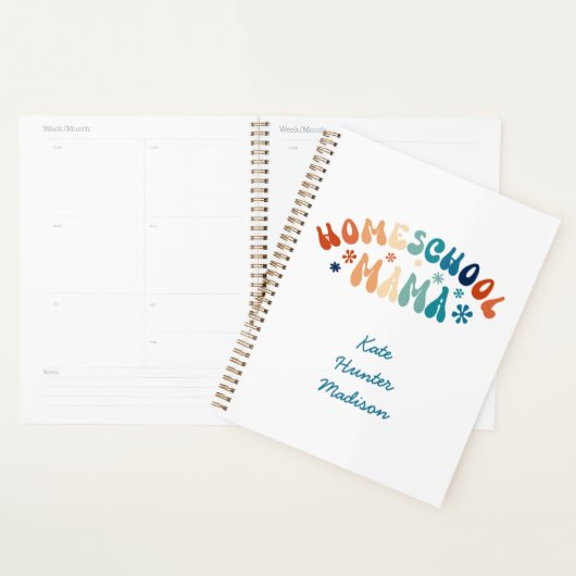 Retro Homeschool Moeder Mama Gepersonaliseerd Planner (Display)