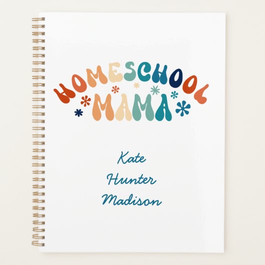 Retro Homeschool Moeder Mama Gepersonaliseerd Planner (Voorkant)