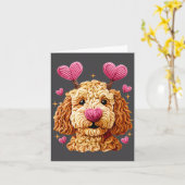 Retro hond Goldendoodle Valentijnsdag Grappig Cade Kaart (Gele Bloem)