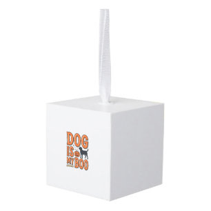Retro Hond Is Mijn Boo Halloween T-shirt Ontwerp_1 Kubus Ornament