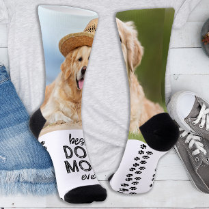 Retro HOND MOEDER Gepersonaliseerde Pootafdrukken Sokken