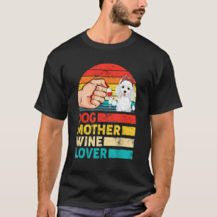 Retro Hond Moeder Wijn Poedel Hond Moederdag T-shirt