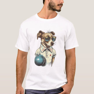 Retro Hond Speelt Bowling T-shirt