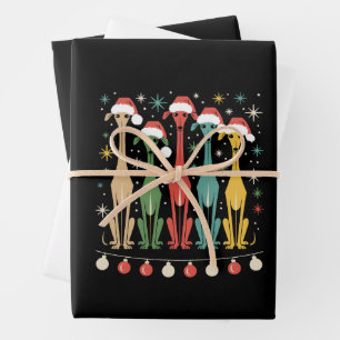 Retro honden in mid-century modern stijl Kerstmis Inpakpapier Vel