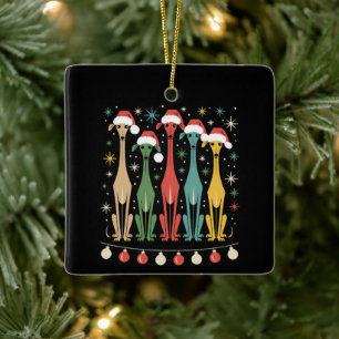 Retro honden in mid-century modern stijl Kerstmis Keramisch Ornament