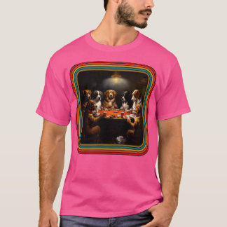 Retro Honden Spelen Poker T-shirt