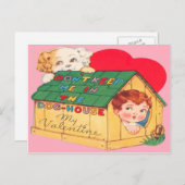  Retro Hondenhuis Valentijn Kaart (Voorkant / Achterkant)