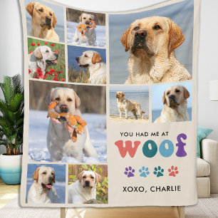 Retro Hondenliefhebber WOOF Custom Pet 11 Fotocoll Fleece Deken
