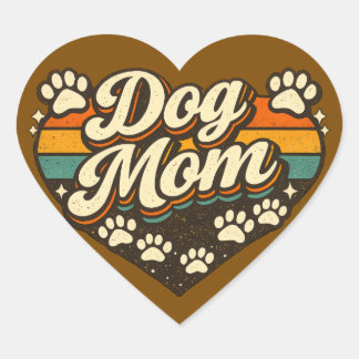 Retro Hondenmoeder Hart Sticker