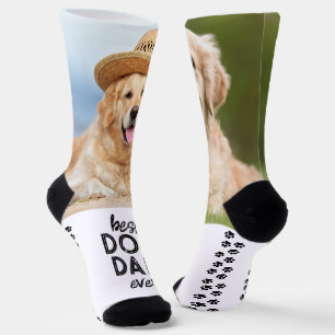 Retro HONDENPAPA Gepersonaliseerde Pootafdrukken 2 Sokken