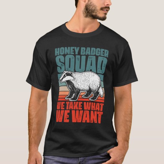 Retro Honey Badger Squad voor een Ratel Fanatic Ho T-shirt (Voorkant)
