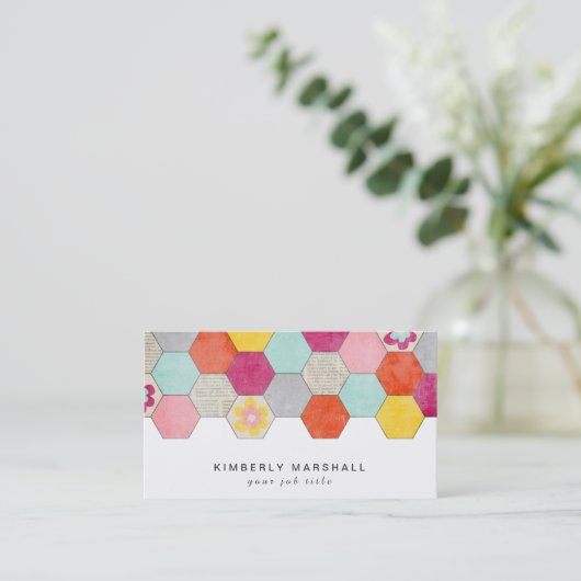 Retro Honeypeb Design Cartes de visite / Bleu (Debout devant)