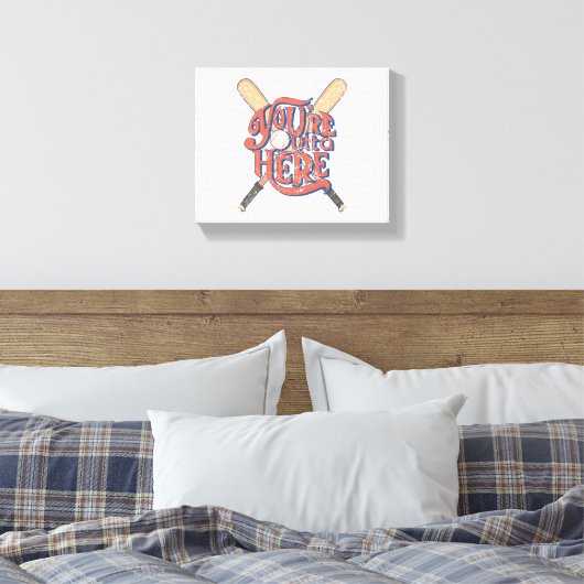 Retro honkbal softbal fan ontwerp canvas afdruk (Insitu (Slaapkamer))