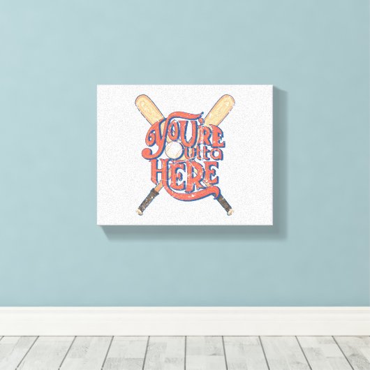 Retro honkbal softbal fan ontwerp canvas afdruk (Insitu (Houten vloer))