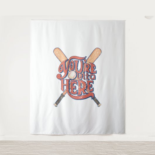 Retro honkbal softbal fan ontwerp wandkleed (Voorkant)