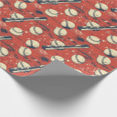 Retro honkbal staking cadeaupapier (Hoek)