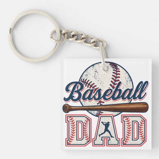 Retro honkbal vader sleutelhanger (voorkant)