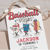 Retro Honkbal Vibes Jongen Verjaardagsfeestje Kaart