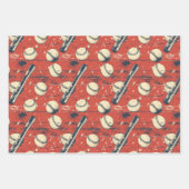 retro-honkbalpatroon inpakpapier vel (Voorkant)