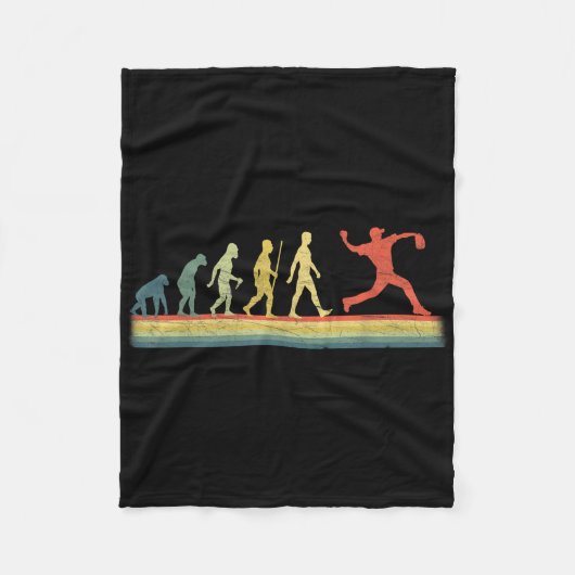 Retro Honkbalspeler Evolution Lover Fleece Deken (Voorkant)