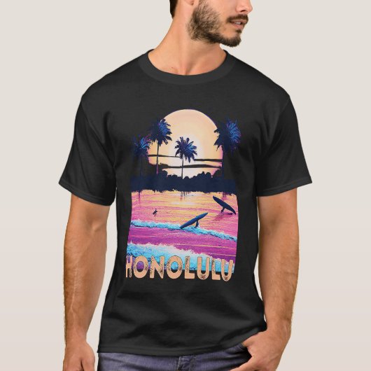 Retro Honolulu Hawaii Souvenir Surf T-shirt (Voorkant)