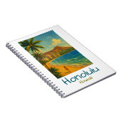 Retro Honolulu Hawaii Waikiki Beach Notitieboek (Rechterzijde)