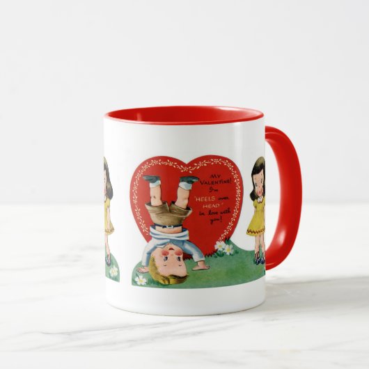 Retro  hoofd boven hakken Valentijn Mok (Voorkant rechts)