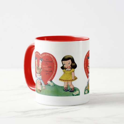 Retro  hoofd boven hakken Valentijn Mok (Voorkant links)