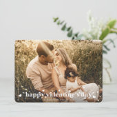 Retro hoort Happy Valentine's Day Photo Card Aankondiging (Staand voorkant)