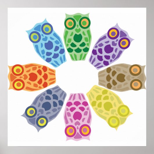 Retro Hoot Owl Print (Voorkant)