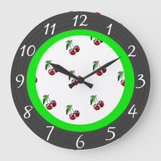 Rétro horloge de cuisine de cerises de style (Recto)