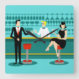 Rétro horloge murale d'acrylique de salon de