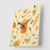 Rétro horloge murale de carré de cuisine (Angle)