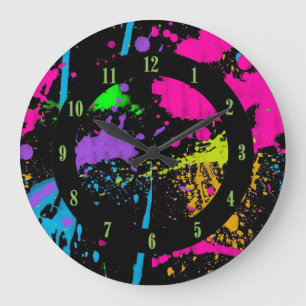 Rétro horloge murale d'éclaboussure de couleur de