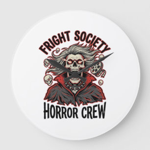 Retro Horror T-shirt Fright Society Schedel Design Grote Klok