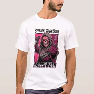 Retro Horror T-shirt met gegraveerde Slasher Hallo