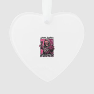 Retro Horror T-shirt met gegraveerde Slasher Hallo Ornament