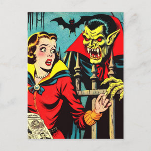 Retro Horror Vampire Comics Briefkaart