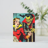 Retro Horror Vampire Comics Briefkaart (Staand voorkant)