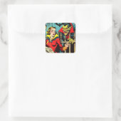Retro Horror Vampire Comics Vierkante Sticker (Tas)