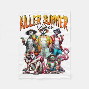 Retro horror zomer vibes grappige Halloween zomer Fleece Deken