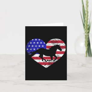 Retro Horse Amerikaanse vlag Hart 4 juli Verenigde Kaart