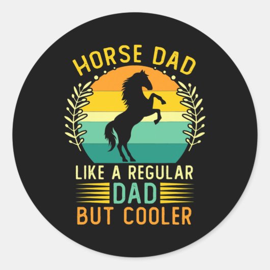 Retro  Horse Dad Vaderdag Horsing Ronde Sticker (Voorkant)