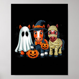 Retro Horse Witch Y Halloween Pompoen Vrouwen Mann Poster