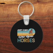 Retro Horseback die alleen maar een jongen overspo Sleutelhanger (Voorkant)